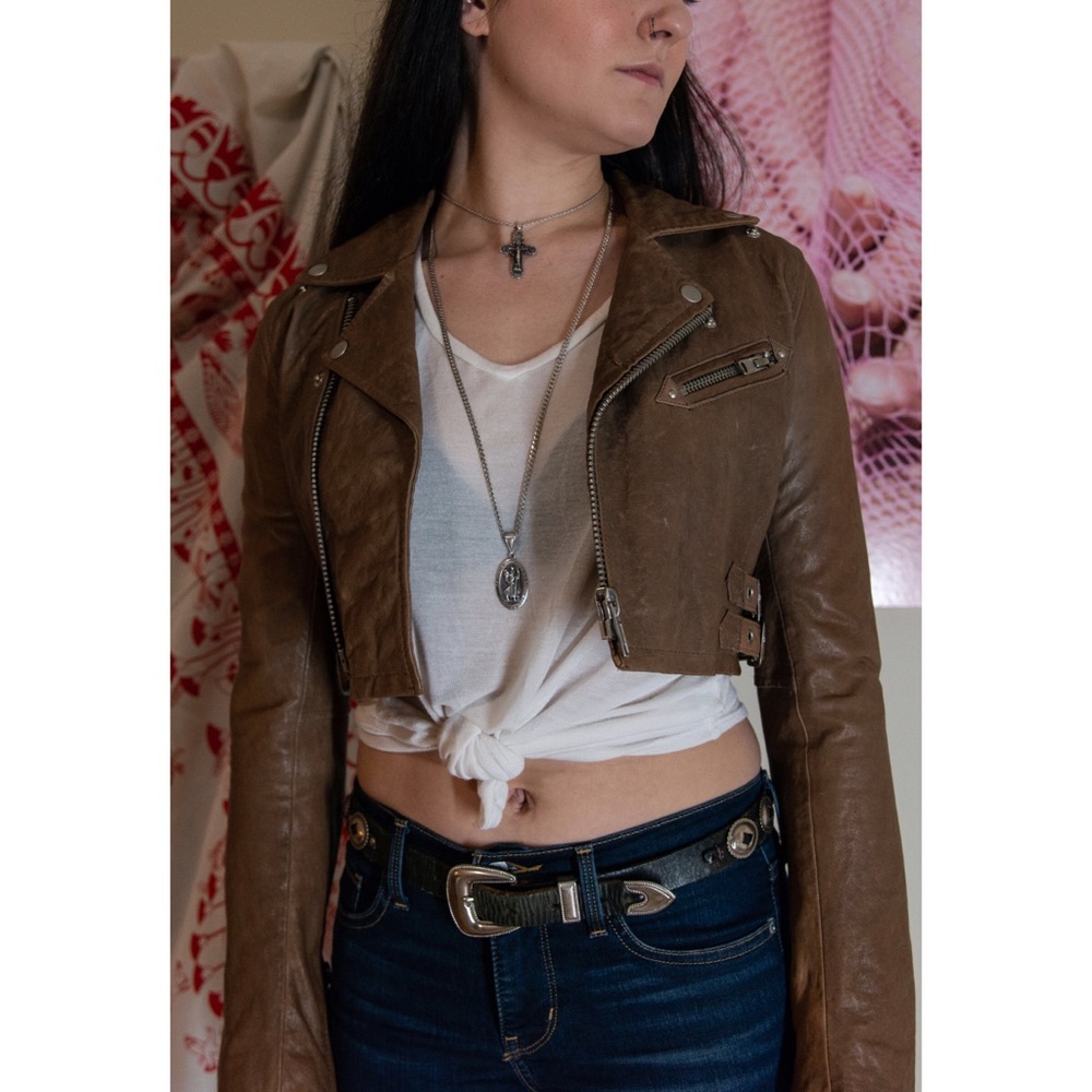 Brown leather jacket / coat